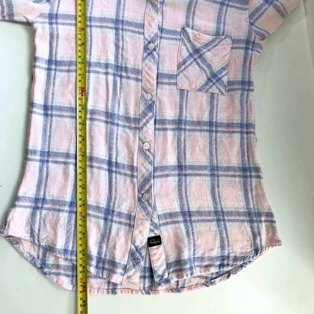 Rails Plaid Soft Button Down Light Pink Purple Xs - image 4